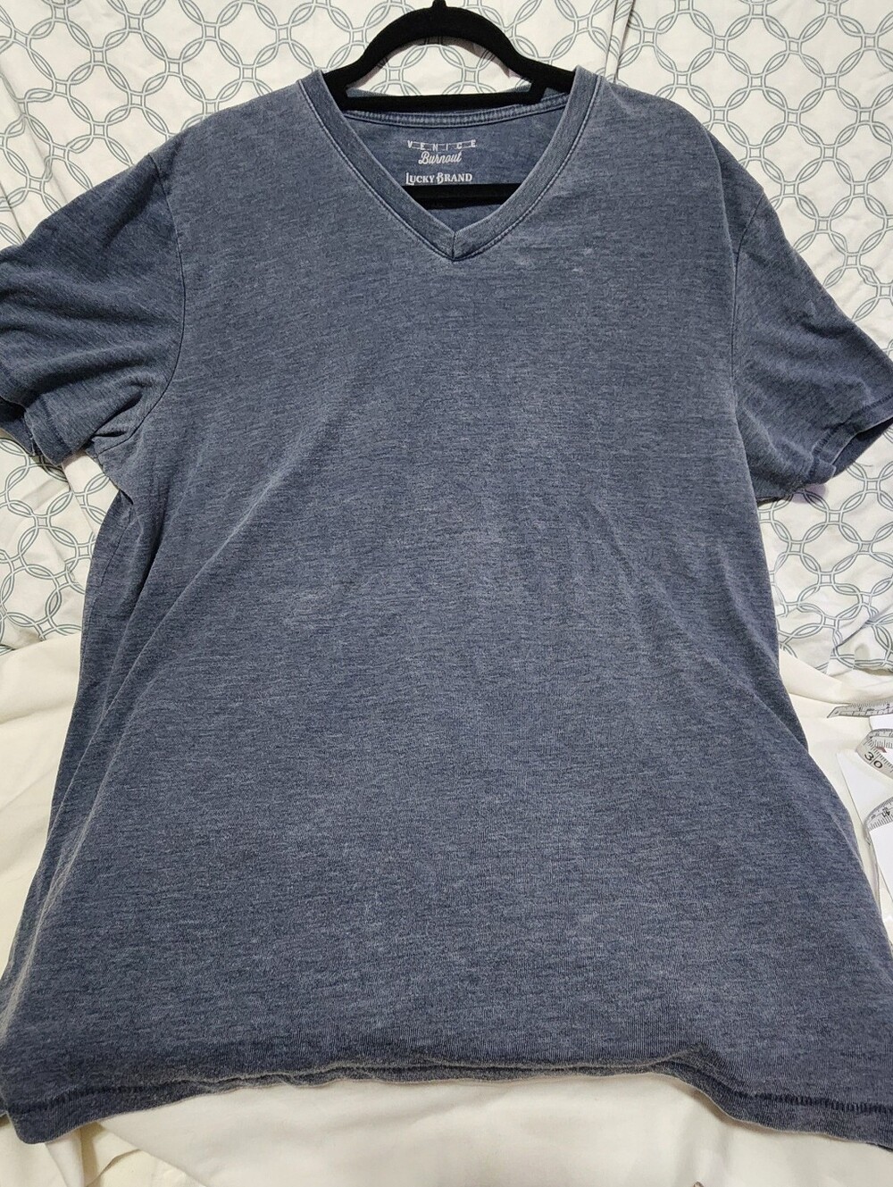 Lucky Brand Men’s V-Neck T-Shirt - Heather Blue Gray